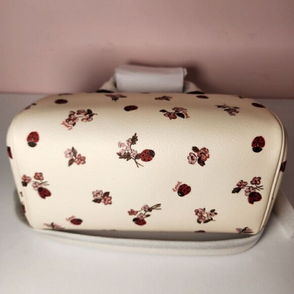 NWT COACH CU272 Rowan Satchel Ladybug Floral Print Crossbody Bag Chalk - Picture 5 of 6